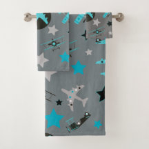Blue Grey Airplanes Pattern Personalized