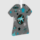Blue Grey Airplanes Pattern Personalized Ornament (voorkant)