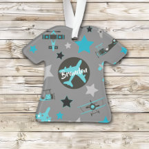 Blue Grey Airplanes Pattern Personalized