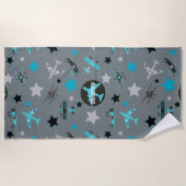 Blue Grey Airplanes Pattern Personalized Strandlaken (Voorkant)