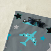 Blue Grey Airplanes Pattern Personalized Strandlaken (In situ)