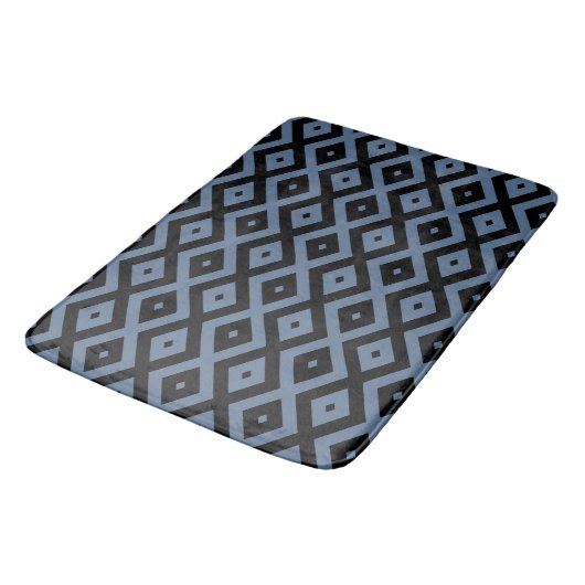 Blue grey and black diamond pattern badmat (Gekanteld)