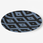 Blue grey and black diamond pattern papieren bordje (Gekanteld)
