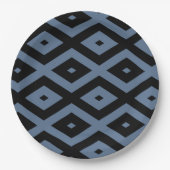 Blue grey and black diamond pattern papieren bordje (Voorkant)