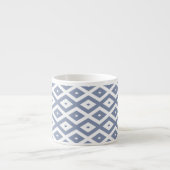 Blue grey and white diamond pattern espresso kop (Voorkant)