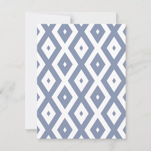 Blue grey and white diamond pattern RSVP kaartje (Voorkant)