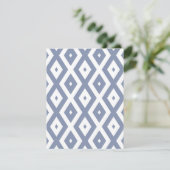 Blue grey and white diamond pattern RSVP kaartje (Staand voorkant)