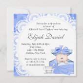 Blue Grey Baby Boy Sip en zie Uitnodigingen (Achterkant)