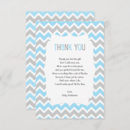 Blue Grey Baby shower dank u notitie gedicht Kaart