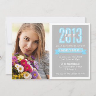 Blue Grey Banner Class of 2013 Photo Afstuderen Kaart