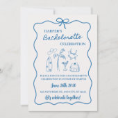 Blue & Grey Beach Bachelorette Weekendschema Kaart (Voorkant)
