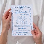 Blue & Grey Beach Bachelorette Weekendschema Kaart