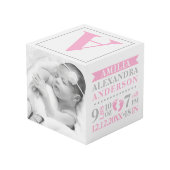 Blue Grey Birth Stats BABY Girl Keepomwille PHOTO Kubus (Achter hoekig)