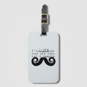 Blue Grey Black Funny Humor I Mustache Bagagelabel (Voorkant (verticaal))