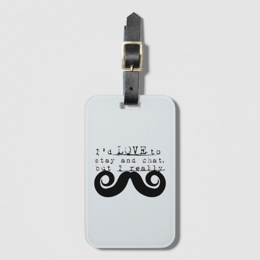 Blue Grey Black Funny Humor I Mustache Bagagelabel (Voorkant (verticaal))