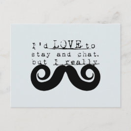 Blue Grey Black Funny Humor I Mustache Briefkaart