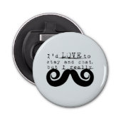 Blue Grey Black Funny Humor I Mustache Button Flesopener (Voorkant)