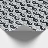Blue Grey Black Funny Humor I Mustache Cadeaupapier (Hoek)