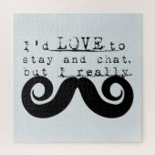 Blue Grey Black Funny Humor I Mustache Legpuzzel (Verticaal)