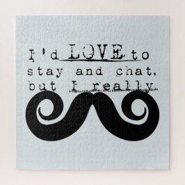 Blue Grey Black Funny Humor I Mustache Legpuzzel