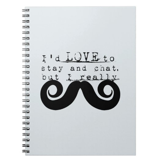Blue Grey Black Funny Humor I Mustache Notitieboek (Voorkant)