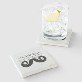 Blue Grey Black Funny Humor I Mustache Stenen Onderzetter (Zijkant)