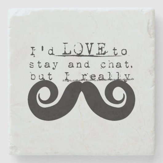 Blue Grey Black Funny Humor I Mustache Stenen Onderzetter (Voorkant)