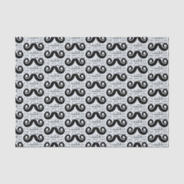 Blue Grey Black Funny Humor I Mustache Tissuepapier