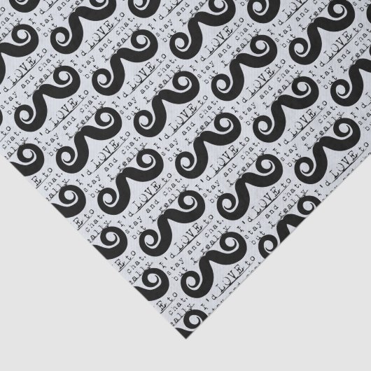 Blue Grey Black Funny Humor I Mustache Tissuepapier (Detail)