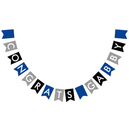 Blue Grey Black Gefeliciteerd Vlaggetjes (Alle)