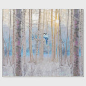 Blue Grey Blue Jay Bird Forest Trees Art Cadeaupapier (Vlak)