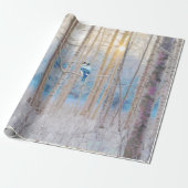 Blue Grey Blue Jay Bird Forest Trees Art Cadeaupapier (Uitgerold)
