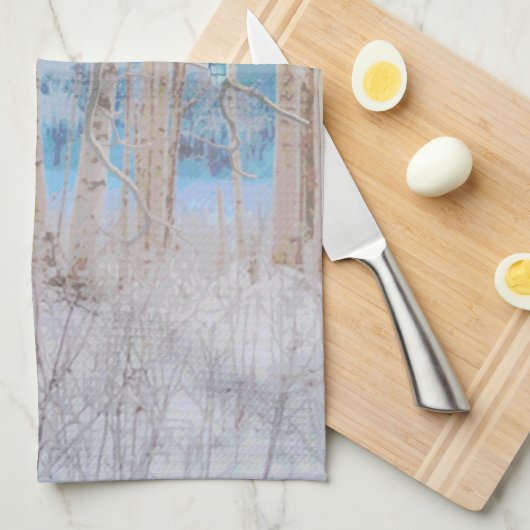 Blue Grey Blue Jay Bird Forest Trees Art Theedoek (Quarter Fold)