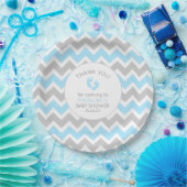 Blue Grey Boy baby shower tafeldecor, papieren bor Bordje (Feest)
