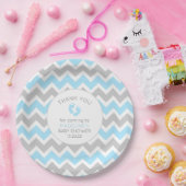 Blue Grey Boy baby shower tafeldecor, papieren bor Bordje (Feest)