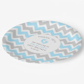 Blue Grey Boy baby shower tafeldecor, papieren bor Bordje (Gekanteld)