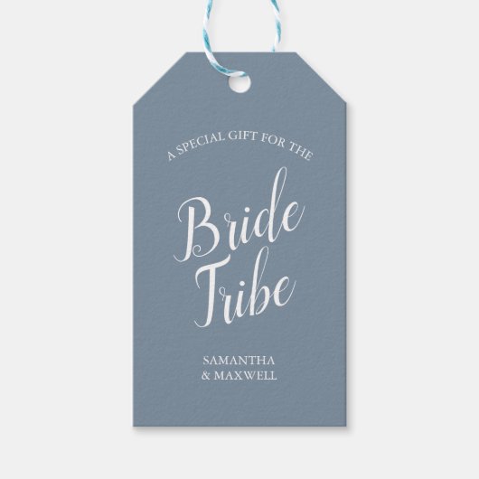 Blue Grey Bridesmaid-conceptkaart Cadeaulabel (Voorkant)