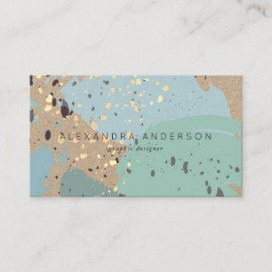Blue Grey Brush Strokes Kraft Paper Visitekaartje