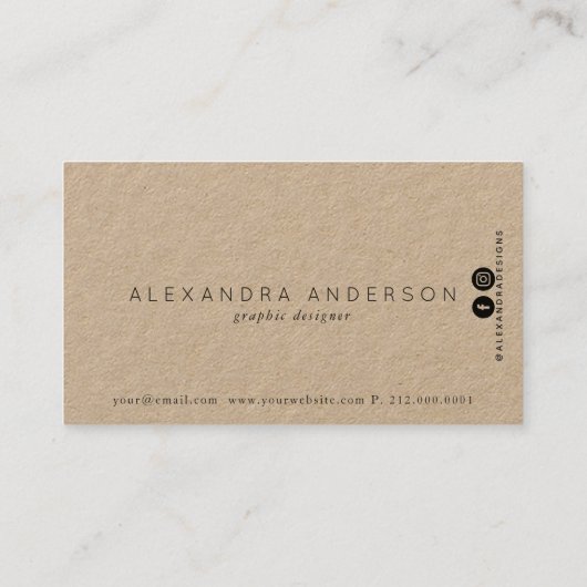 Blue Grey Brush Strokes Kraft Paper Visitekaartje (Achterkant)