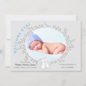 Blue Grey Bunny Baby Boy Geboorte Aankondiging (Voorkant)