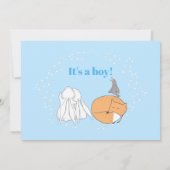 Blue Grey Bunny Baby Boy Geboorte Aankondiging (Achterkant)