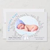 Blue Grey Bunny Baby Boy Geboorte Aankondiging (Voorkant)