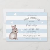 Blue Grey Bunny Baby Shower-uitnodigingen Kaart (Voorkant)
