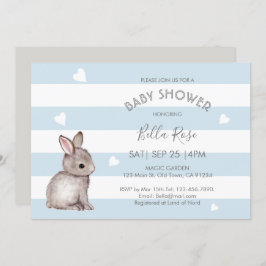 Blue Grey Bunny Baby Shower-uitnodigingen Kaart