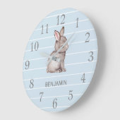 Blue Grey Bunny Nursery Decor Wall klok (Hoek)