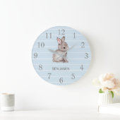 Blue Grey Bunny Nursery Decor Wall klok (Huis)