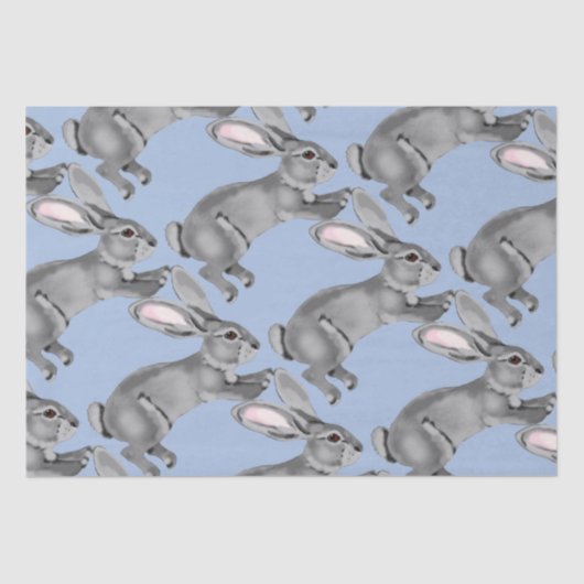 Blue Grey Bunny Rabbit Animal Pattern Baby shower Tissuepapier (Voorkant)