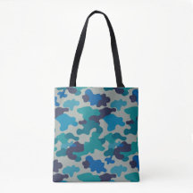 Blue Grey Camo Vrouwen Schouder Canvas tas