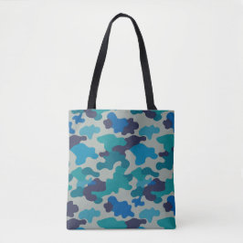 Blue Grey Camo Vrouwen Schouder Canvas tas