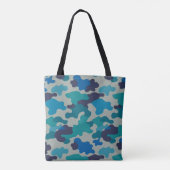 Blue Grey Camo Vrouwen Schouder Canvas tas (Achterkant)